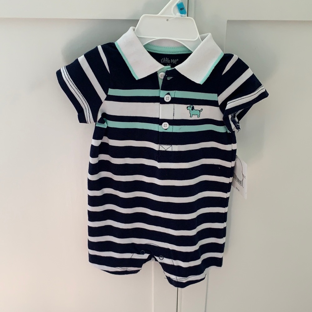 Baby Boy Polo Onesie with matching hat - 6 months